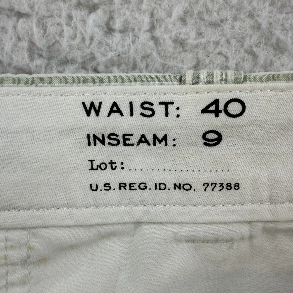 J.Crew Shorts Mens 40 Green Striped Chino Stretch Flat Front Coastal Casual